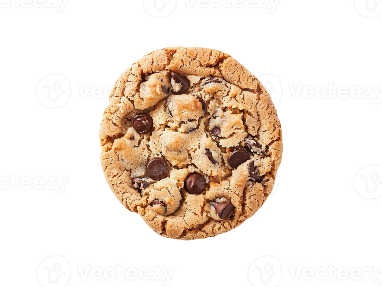 AI generated chocolate chip cookie on transparent background png