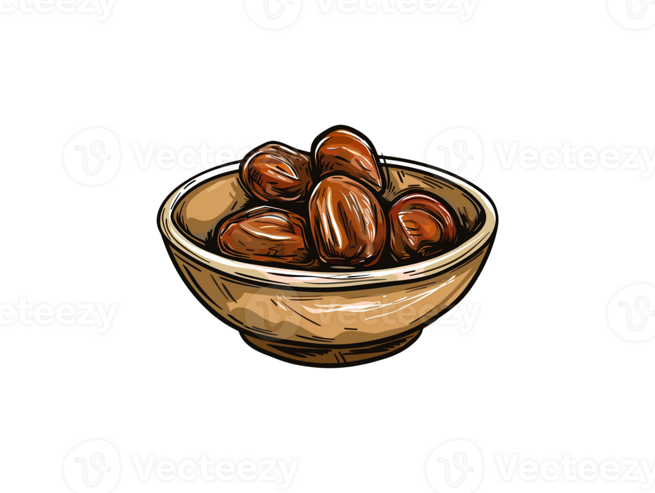 AI generated a bowl of date fruits png