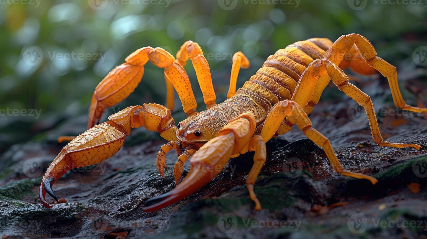 AI generated Scorpion moving across sand photo