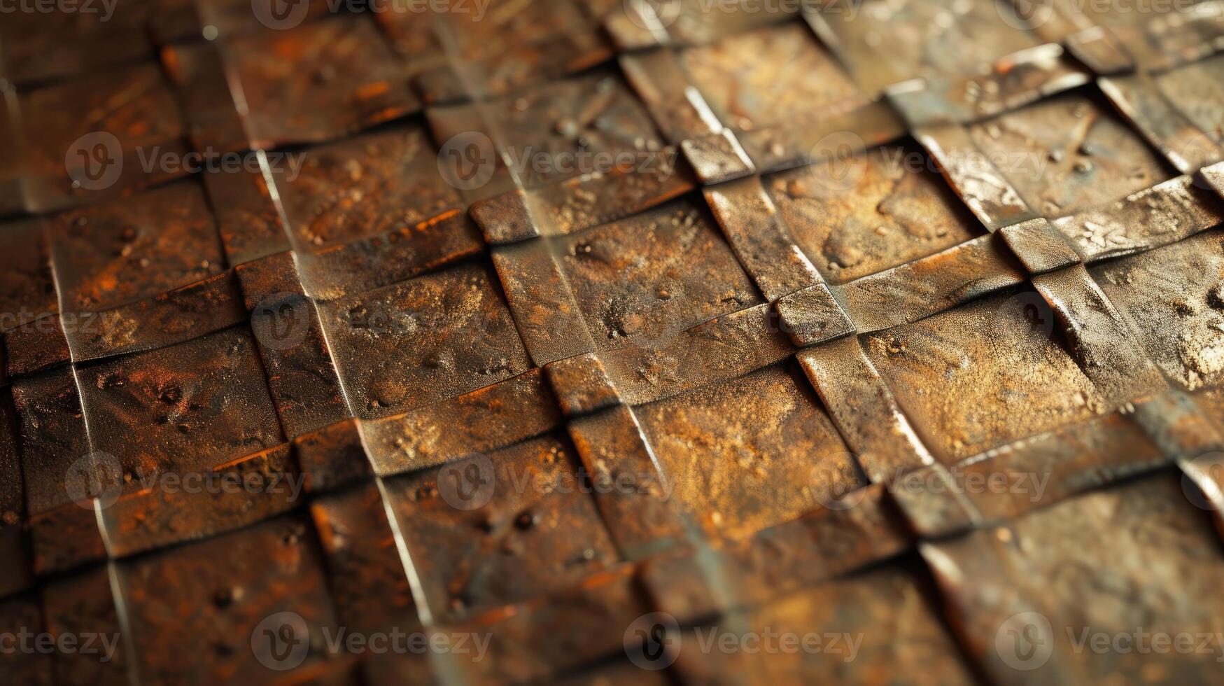 AI generated Metal plate with embossed of square designs. photo