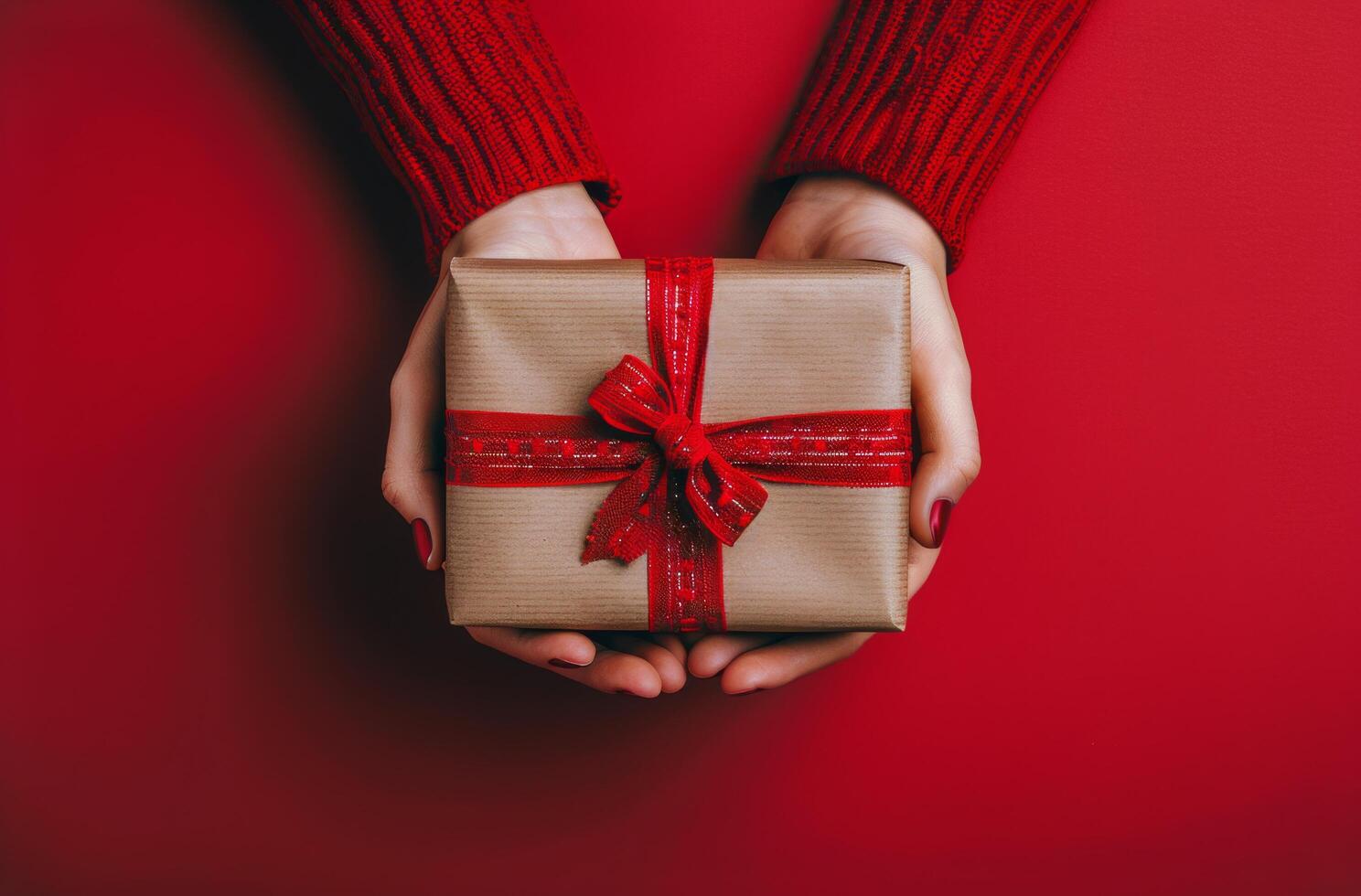 AI generated Person Holding Wrapped Present photo