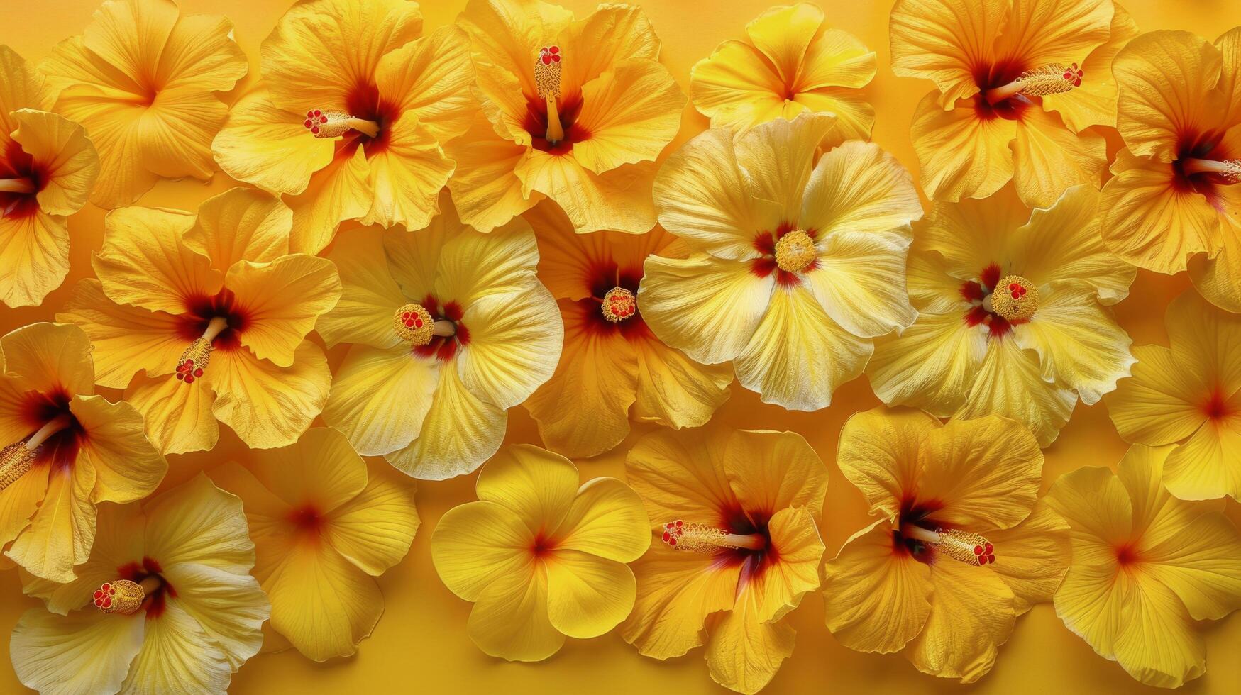 AI generated Yellow Flowers on Yellow Background photo