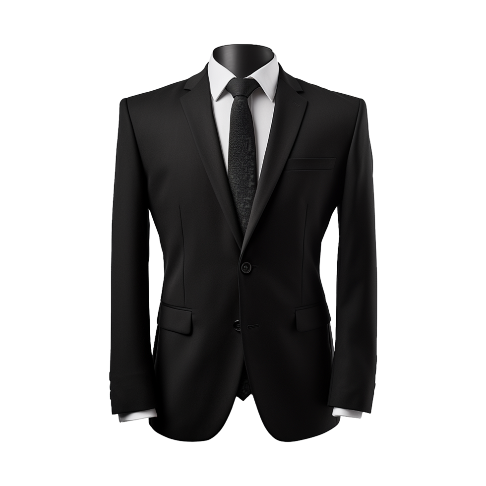 AI generated Black formal suit isolated on transparent background png