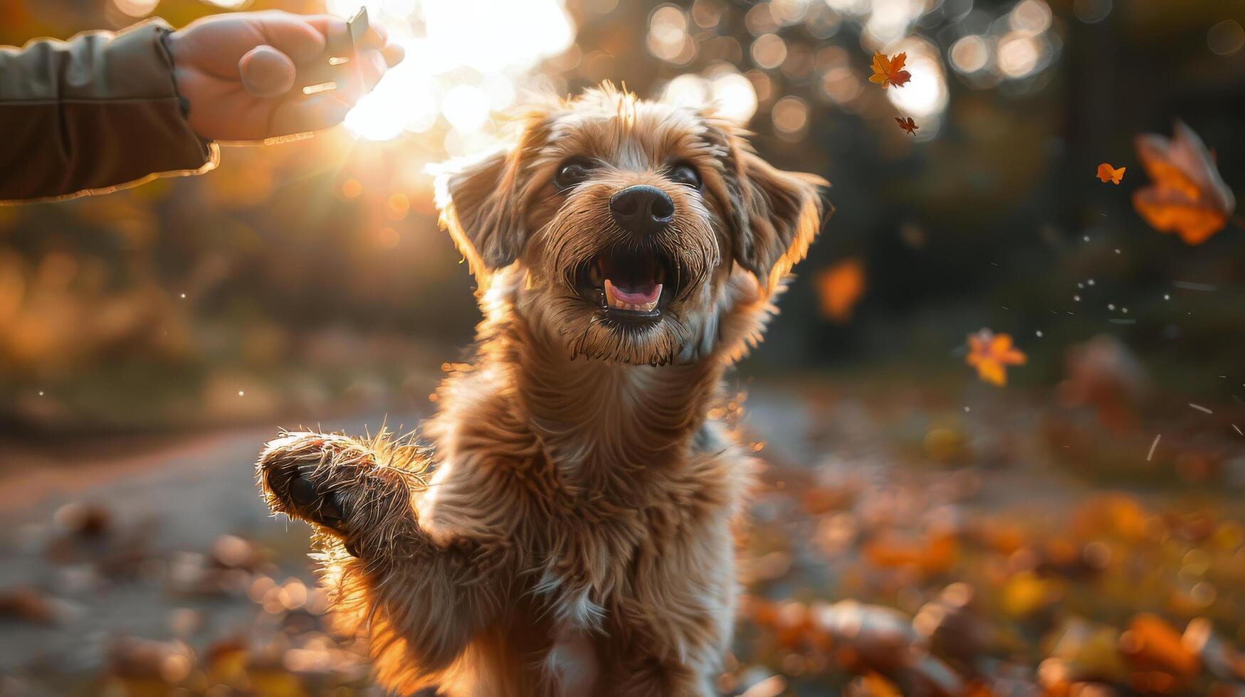 ai generado perro saltando en el aire foto