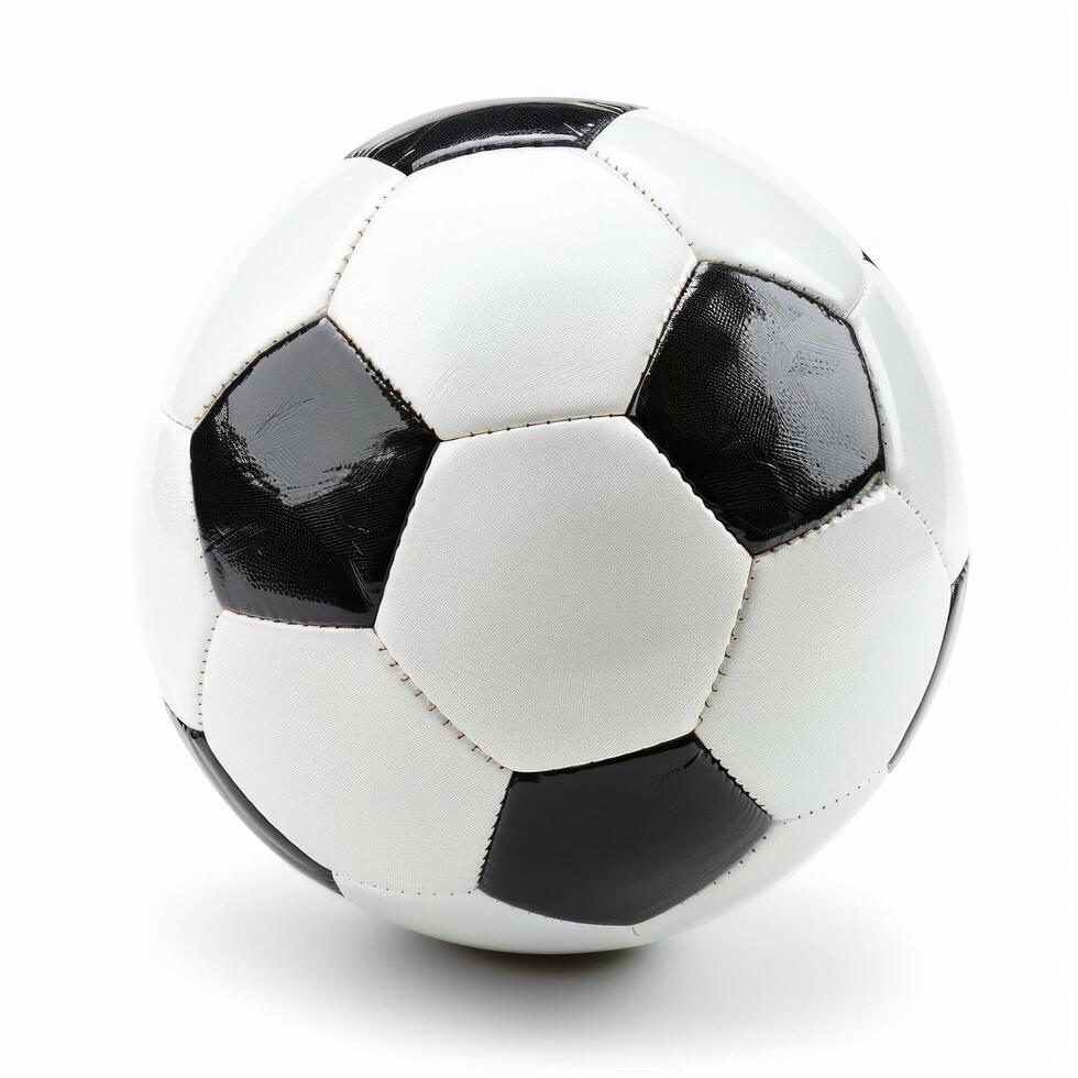 AI generated Black and White Soccer Ball on White Background photo