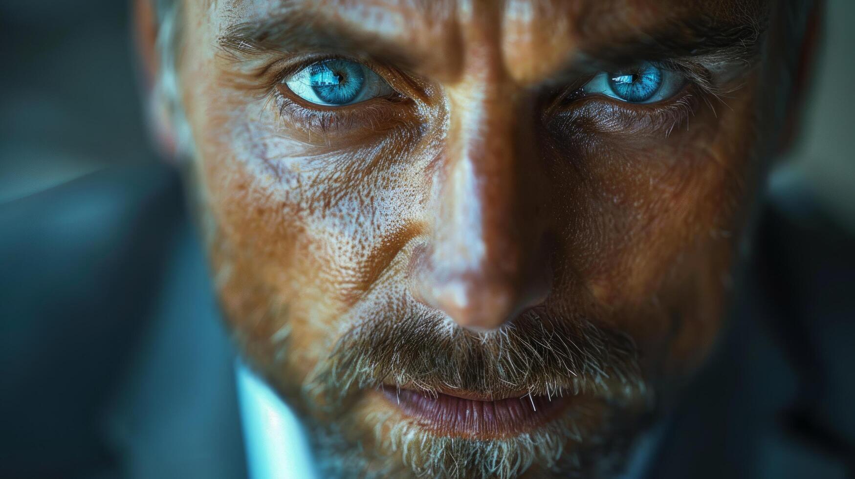 AI generated Close Up of a Man With Blue Eyes photo