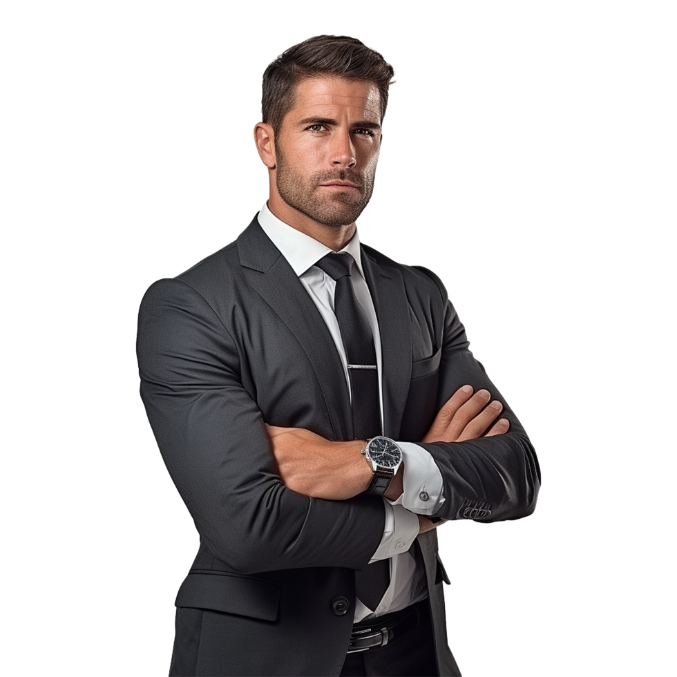 AI generated A businessman with suit transparent background png