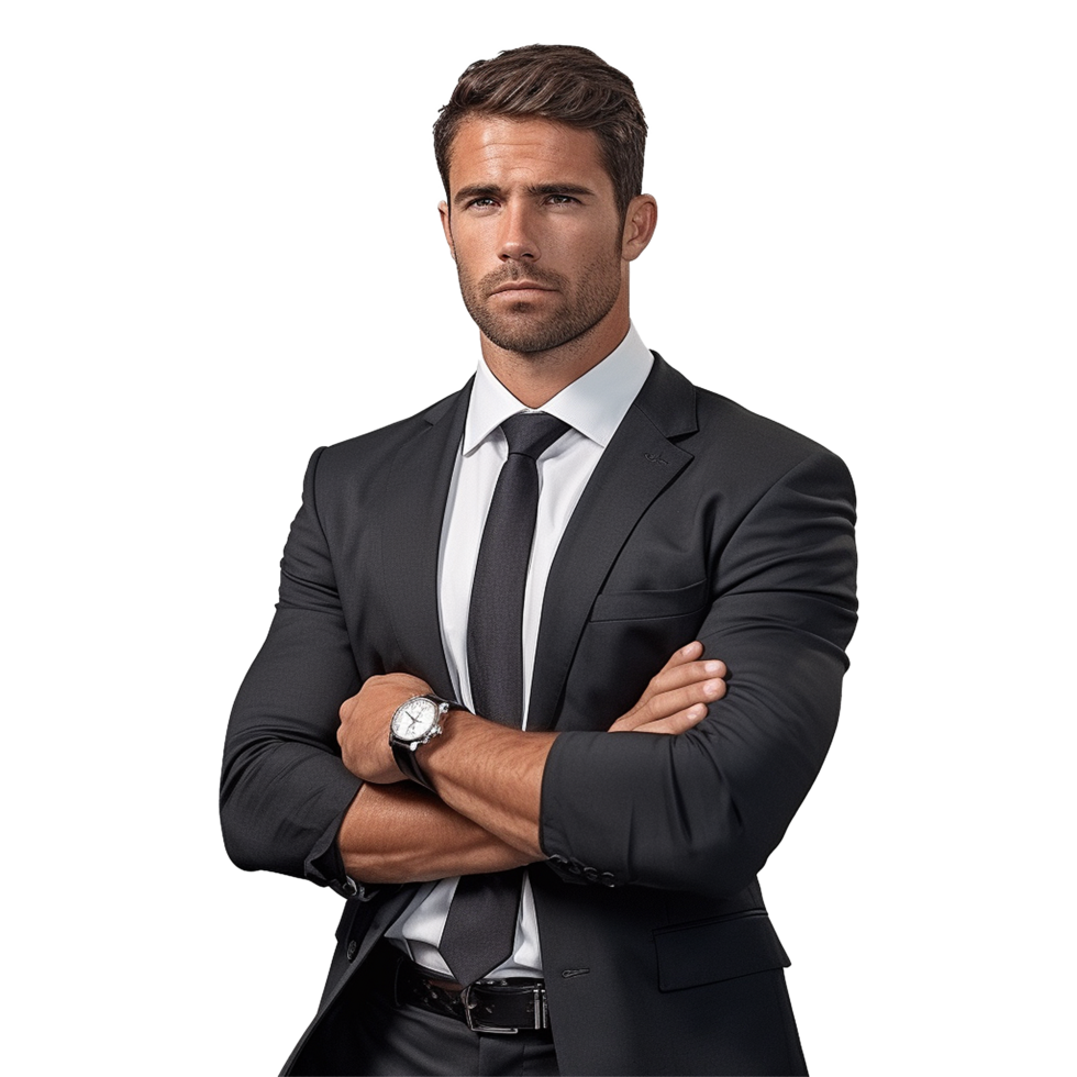 AI generated A businessman with suit transparent background png