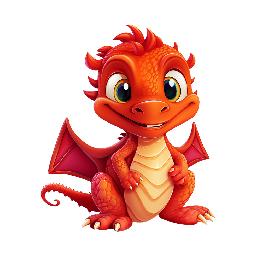 AI generated Cute 3d cartoon baby dragon isolated on transparent background png