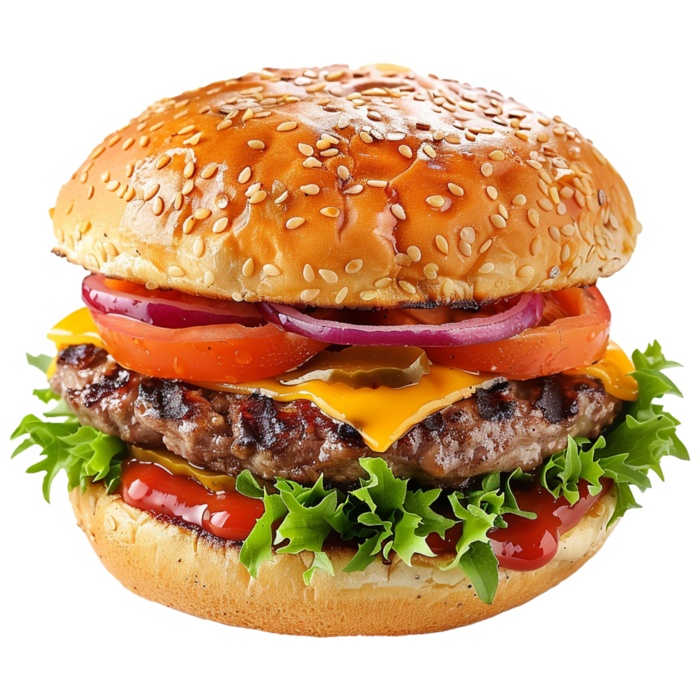 AI generated Fresh burger isolated on transparent background png
