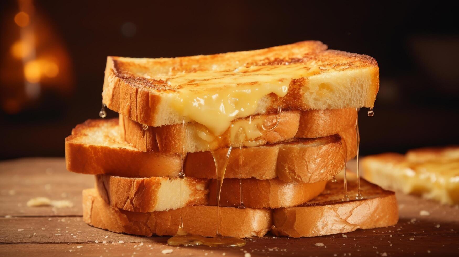 AI generated Classic comfort Stack of buttered toast, ready to eat photo