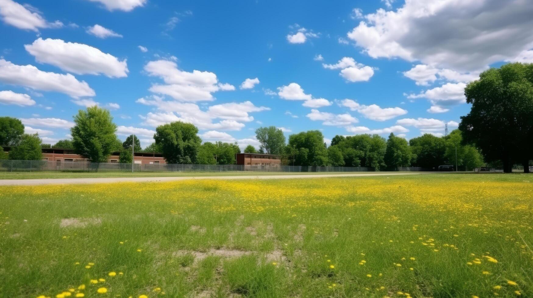 AI generated Quiet school field without any activity photo