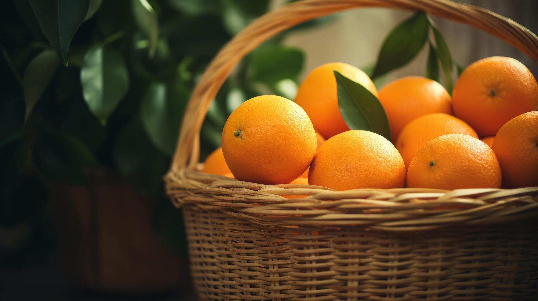 ai generado naranjas con un toque de nostalgia en un cesta foto