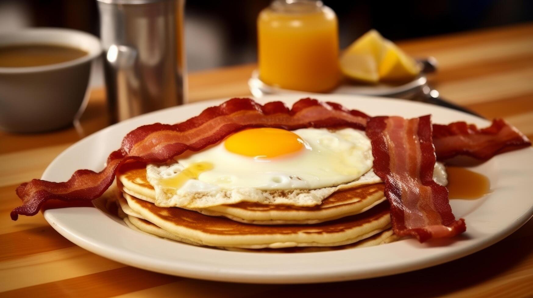 ai generado delicioso cena estilo desayuno untado foto