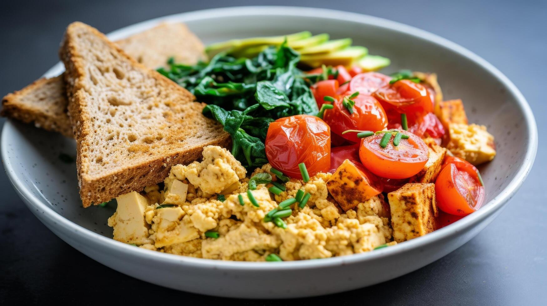 AI generated Vegan breakfast delight with flavorful tofu scramble photo