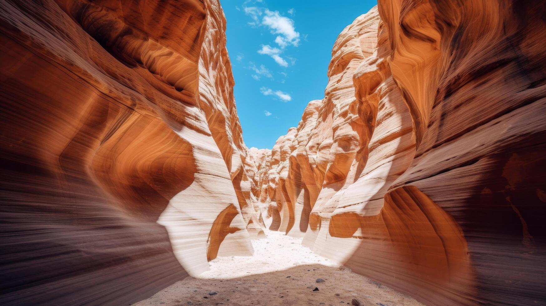 AI generated Canyon walls and sky in a narrow slot photo