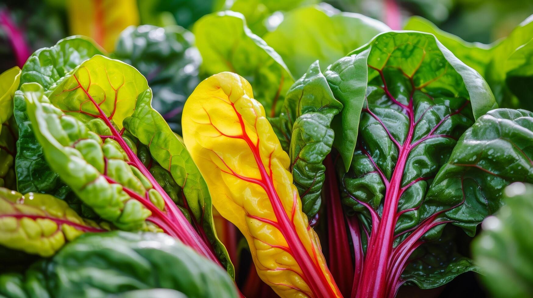 AI generated Overflowing baskets presenting a diverse collection of colorful Swiss chard photo