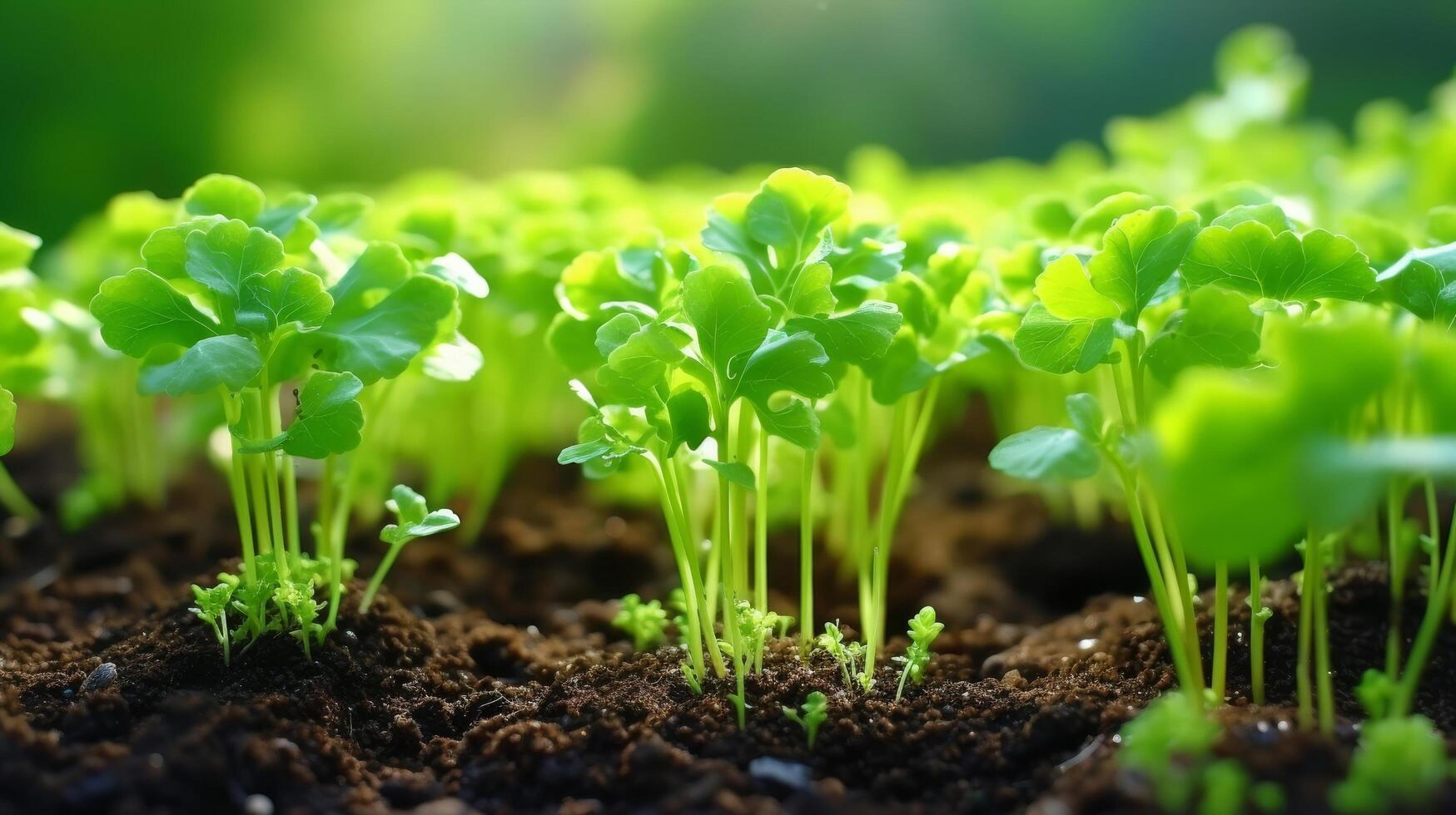 AI generated Broccoli seedlings displaying intricate leaf patterns photo