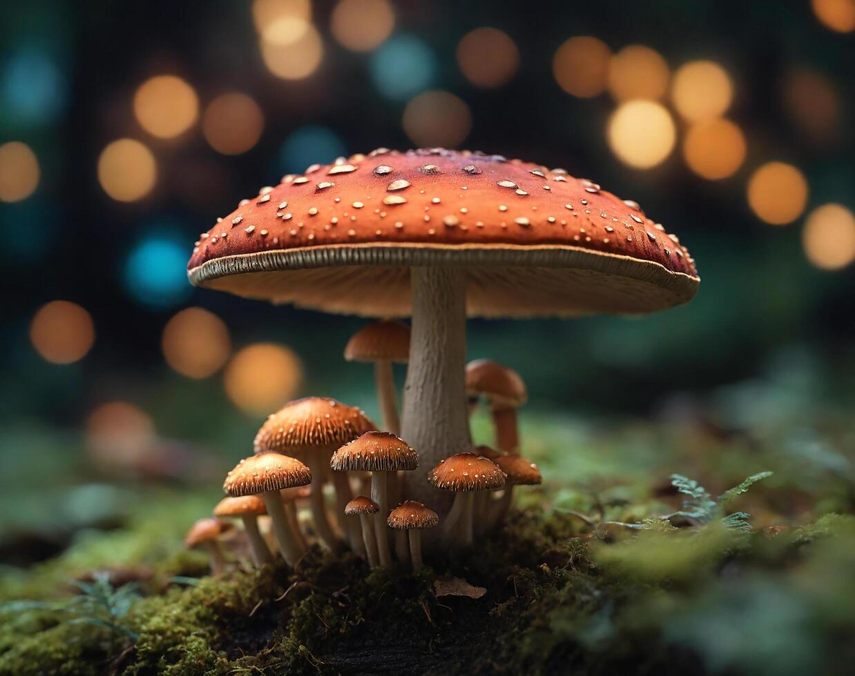 AI generated Mushroom in background photo