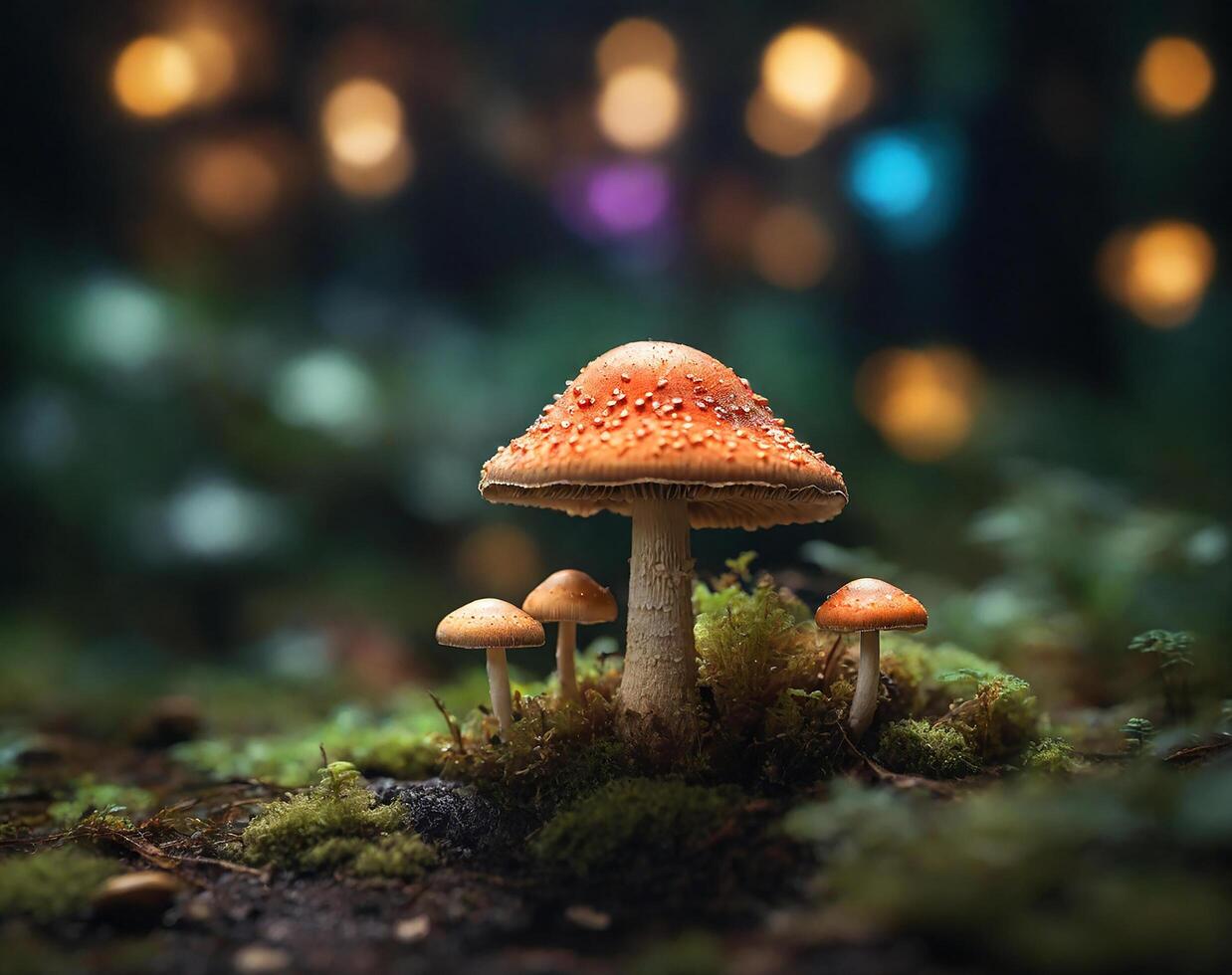AI generated Mushroom in background photo