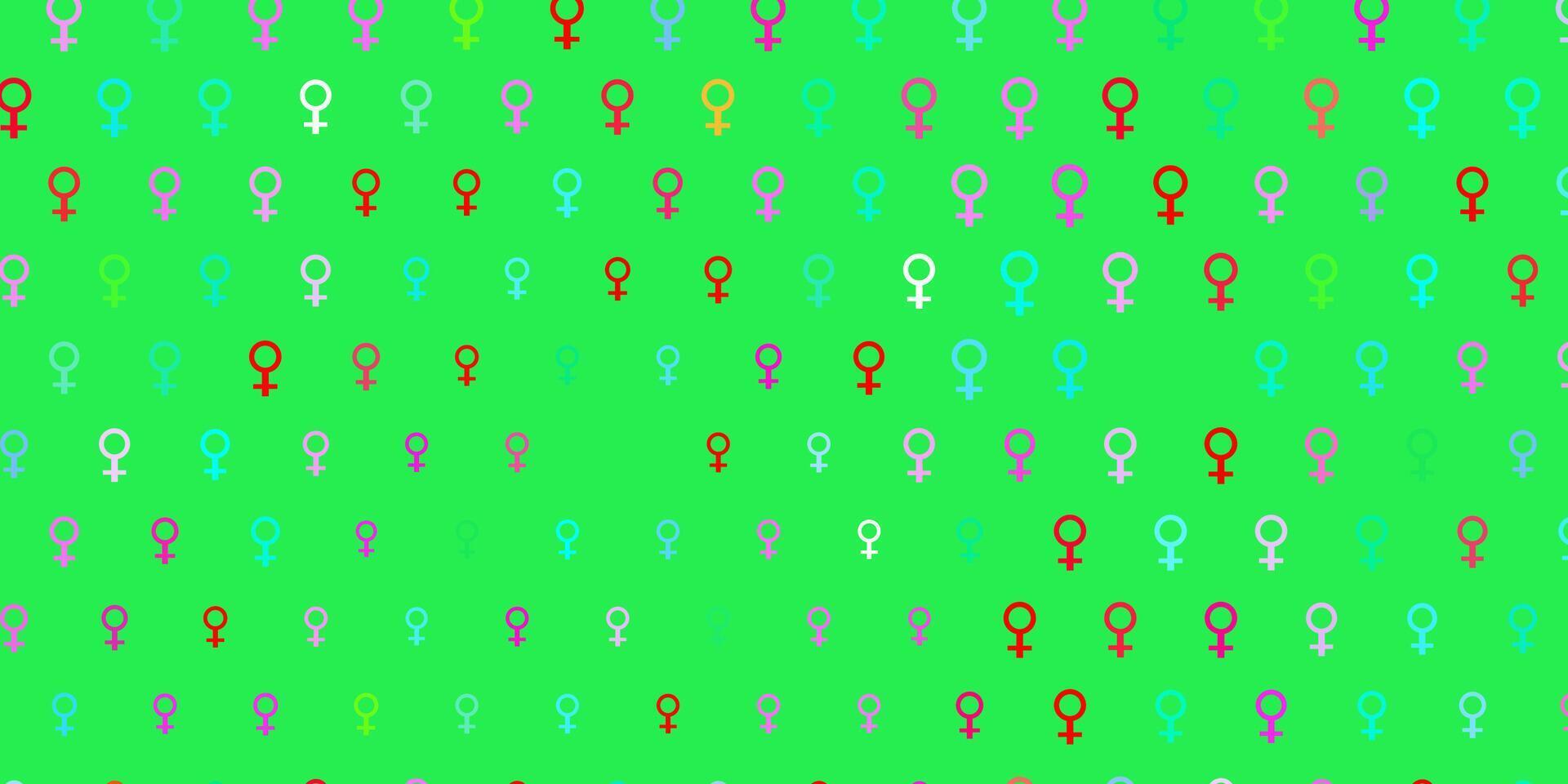 patrón de vector verde claro, rojo con elementos de feminismo.