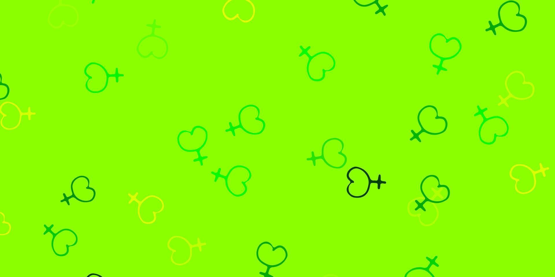 Light Green, Yellow vector background with woman symbols.