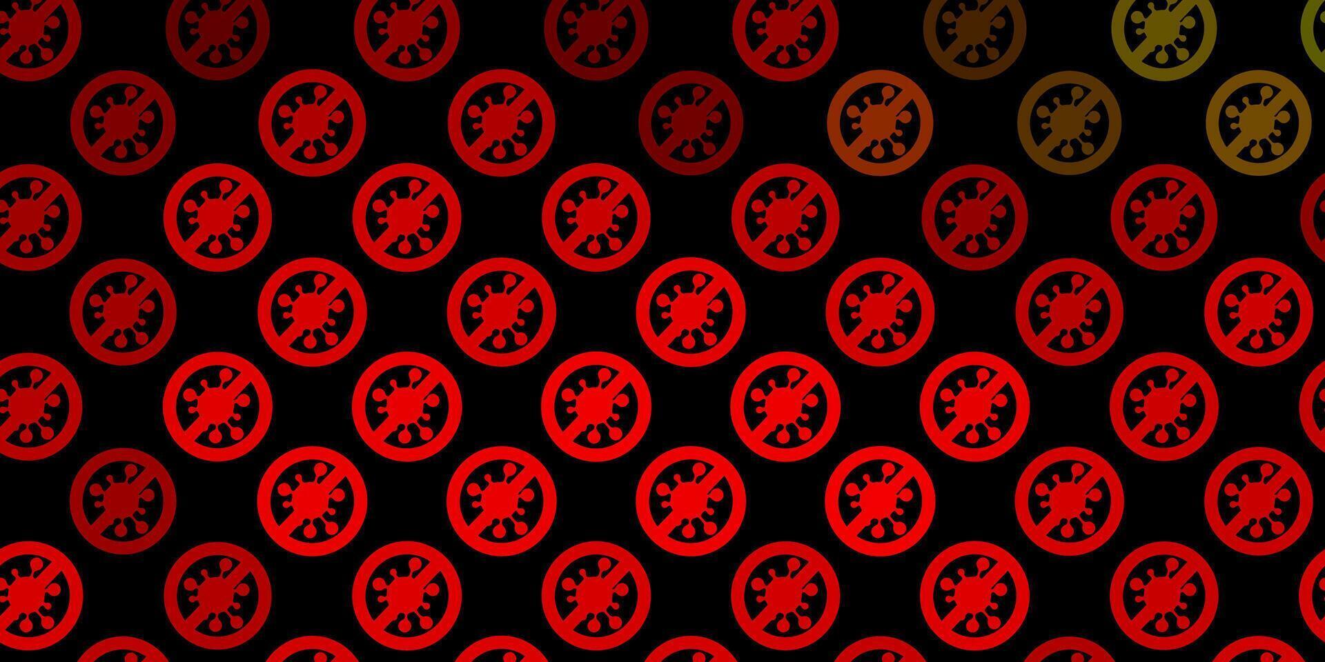 Fondo de vector verde oscuro, rojo con símbolos de virus.