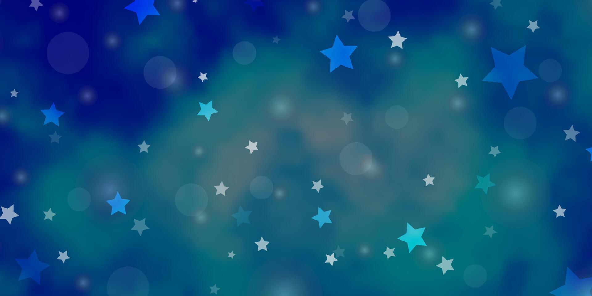 plantilla de vector azul claro con círculos, estrellas.