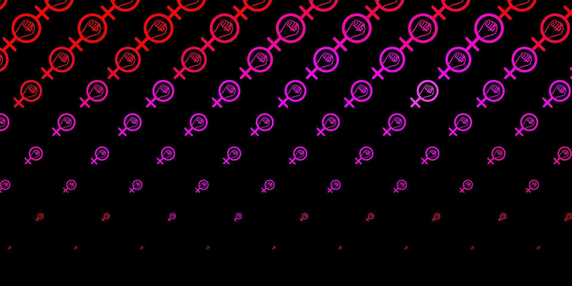 Dark Pink vector backdrop with woman's power symbols.