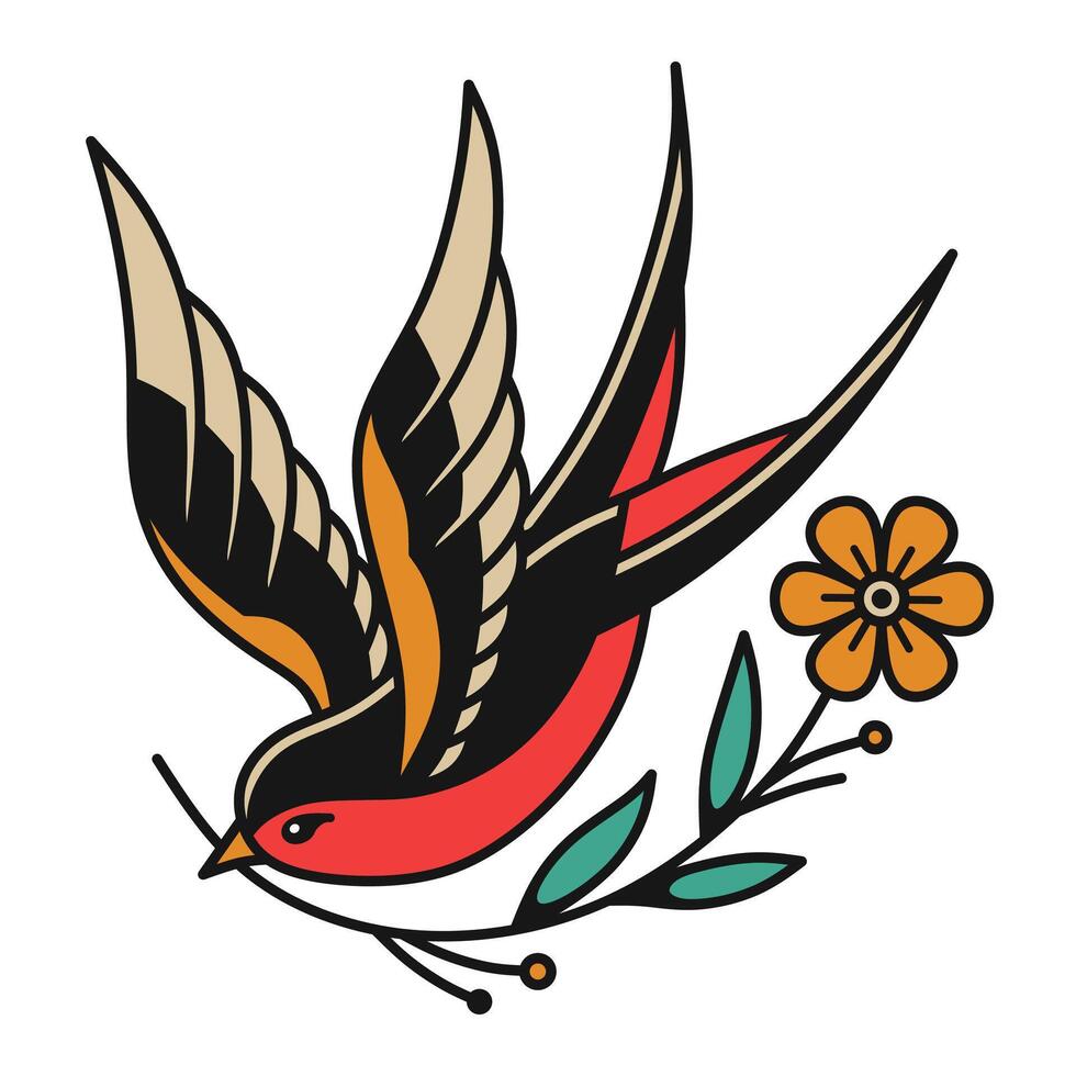 golondrina tatuaje vector