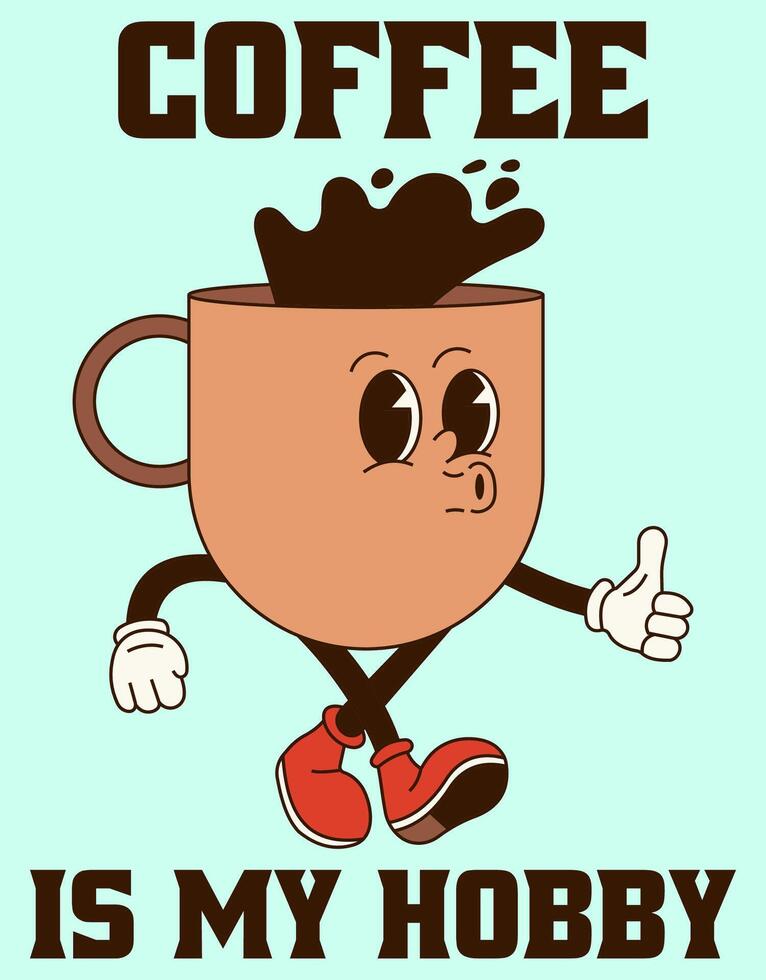 Retro groovy coffee cup vector