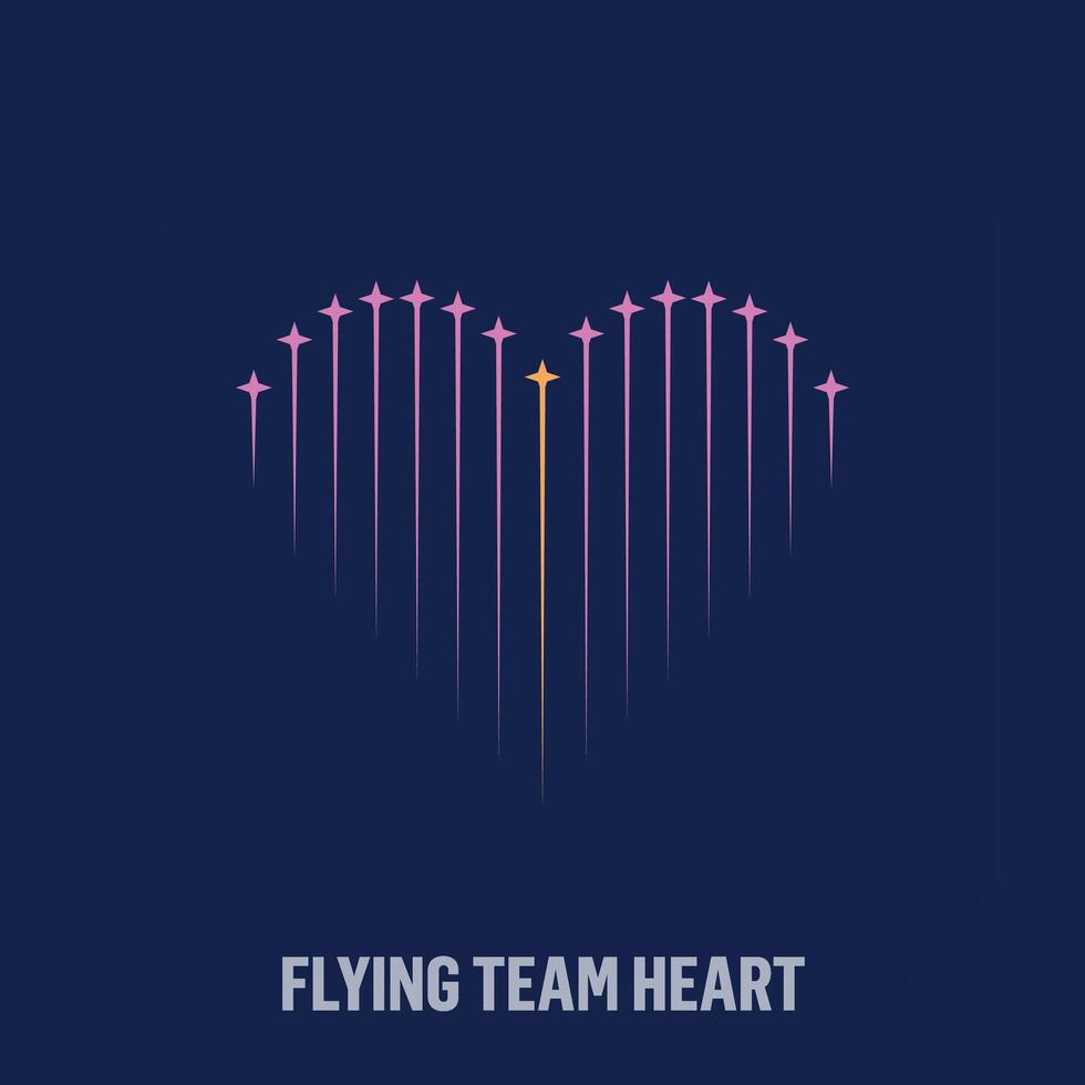 Flying star logo consisting of creative heart. Uniquely designed color transitions. Development and team vector logo template.