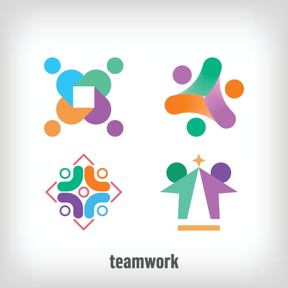 Creative teamwork logo. Uniquely designed color transitions. Society, family and cooperation logo template vector. vector