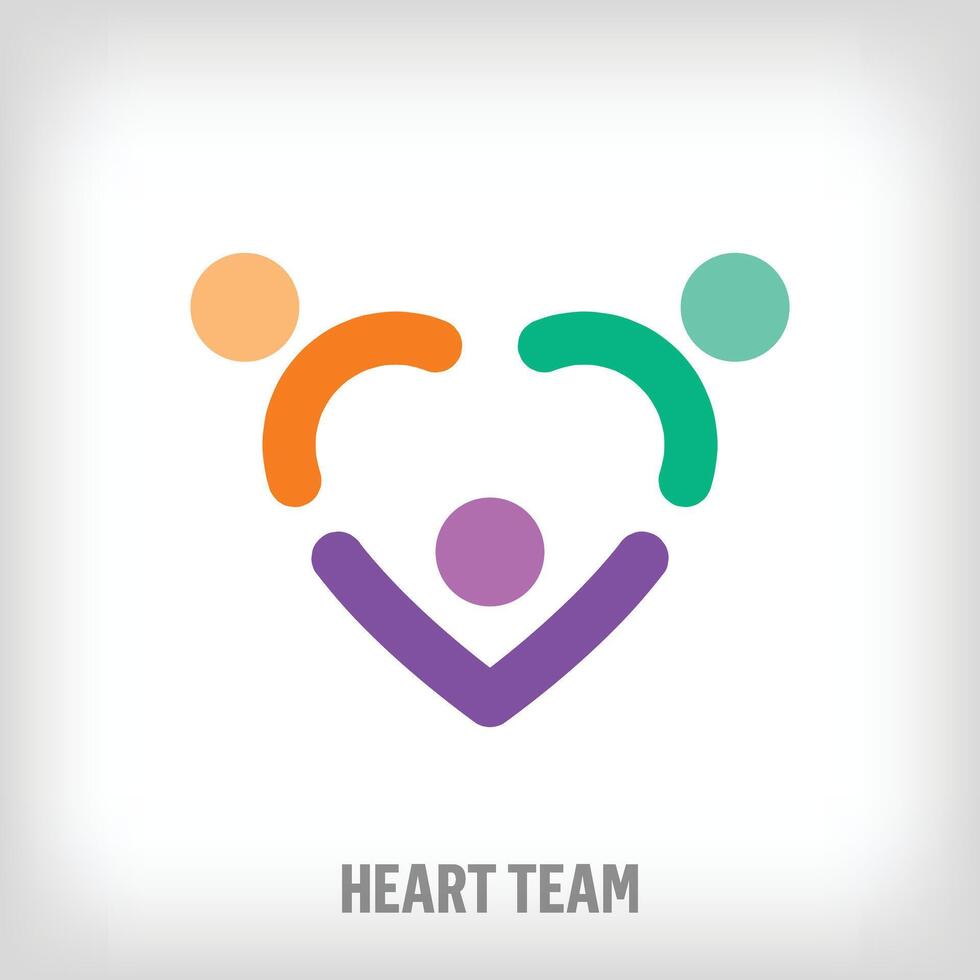 Human team logo consisting of creative heart. Uniquely designed color transitions. Teamwork, family building and workplace partnership vector logo template.