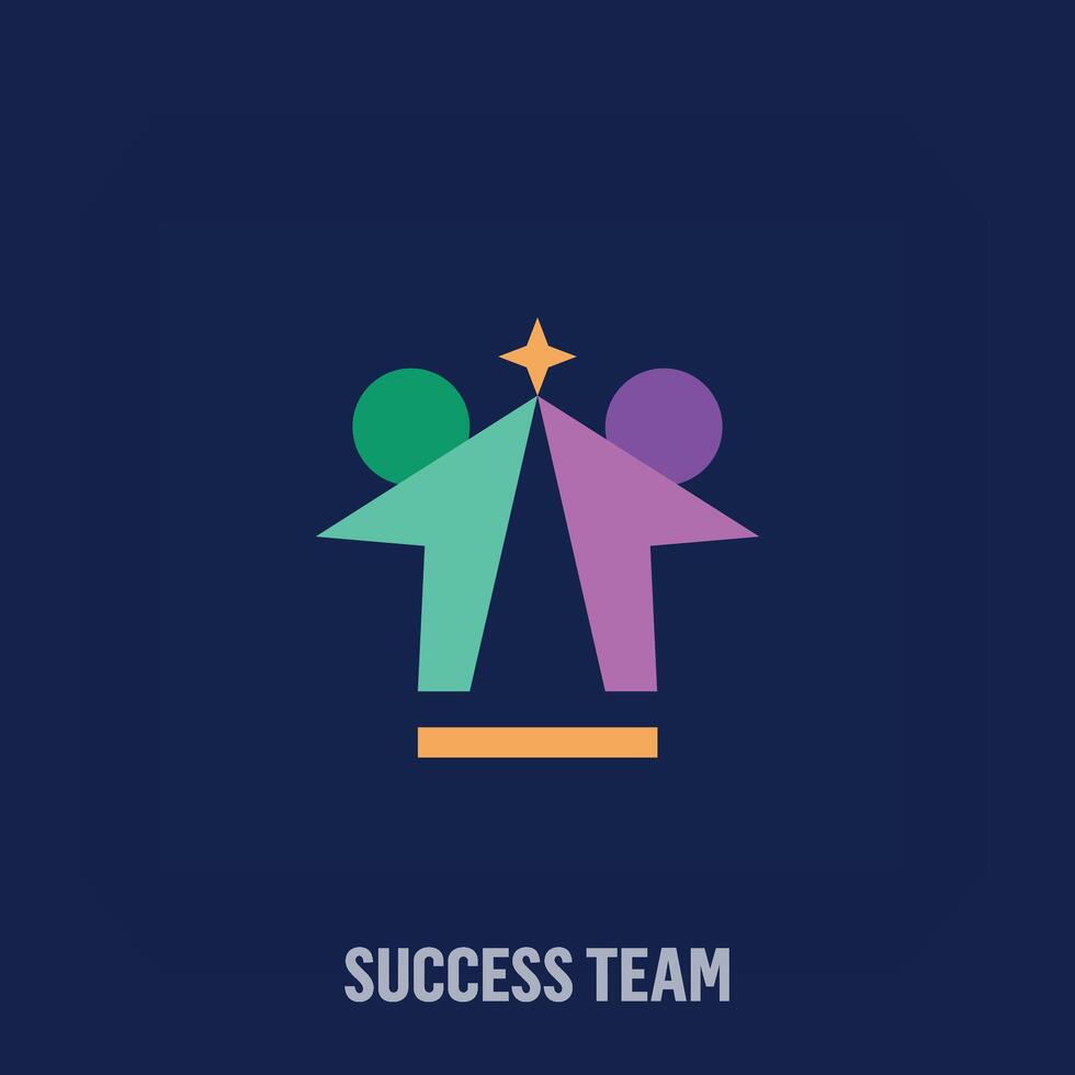 Team logo towards creative success. Uniquely designed color transitions. Leader and togetherness vector logo template.