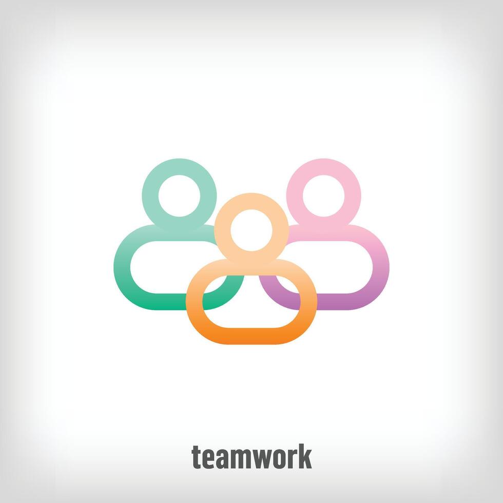 Creative teamwork line logo. Uniquely designed color transitions. Teamwork and partnership vector logo template.