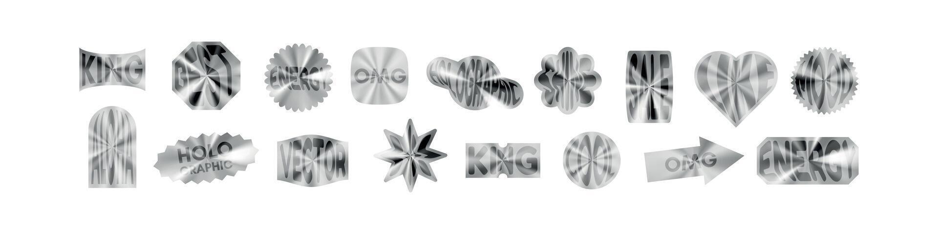 plata metal pegatina como sello, estrella icono para insignias, etiquetas, y etiquetas plano vector ilustración aislado en blanco antecedentes.