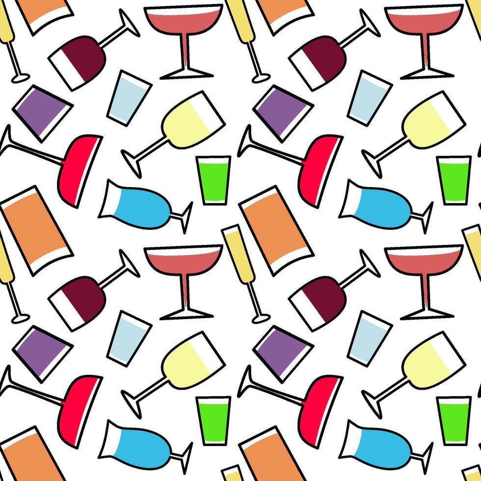 Seamless pattern with different types of cocktails vector
