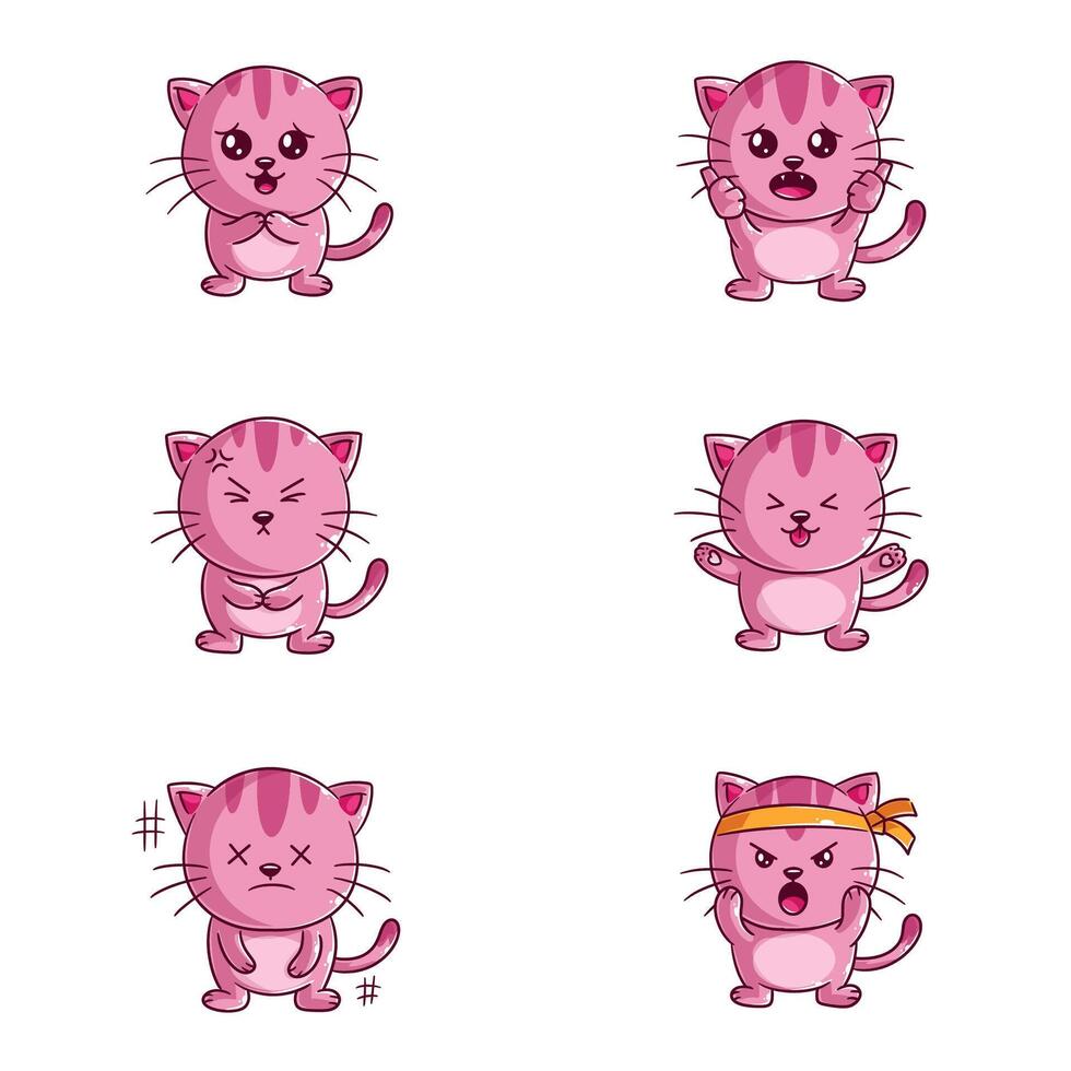 linda gato diseño, mano dibujado estilo conjunto vector