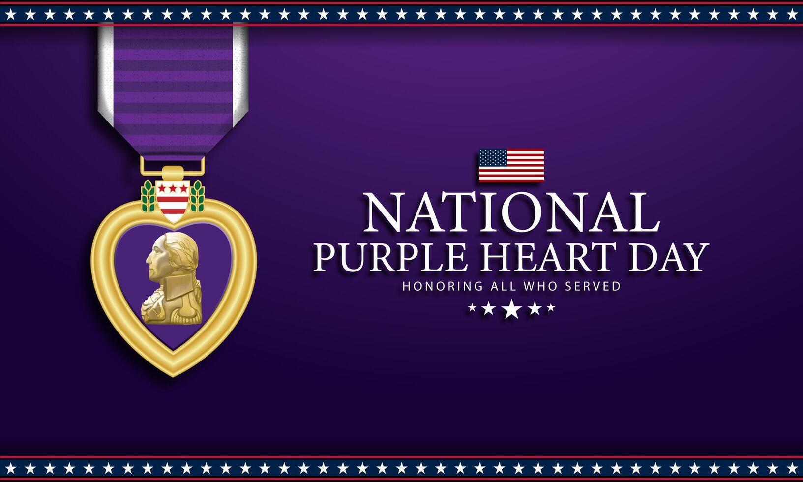 National Purple Heart Day August 7 Background Vector Illustration