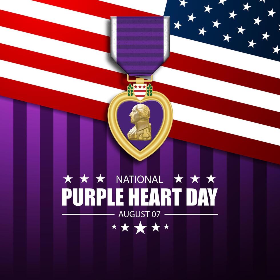 National Purple Heart Day August 7 Background Vector Illustration