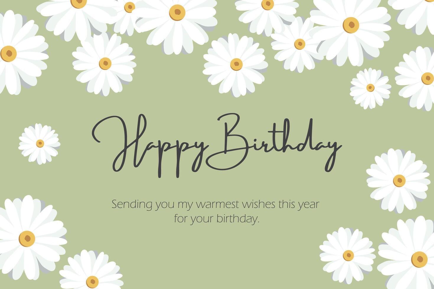 Happy birthday greeting card template with daisy floral illustration vector