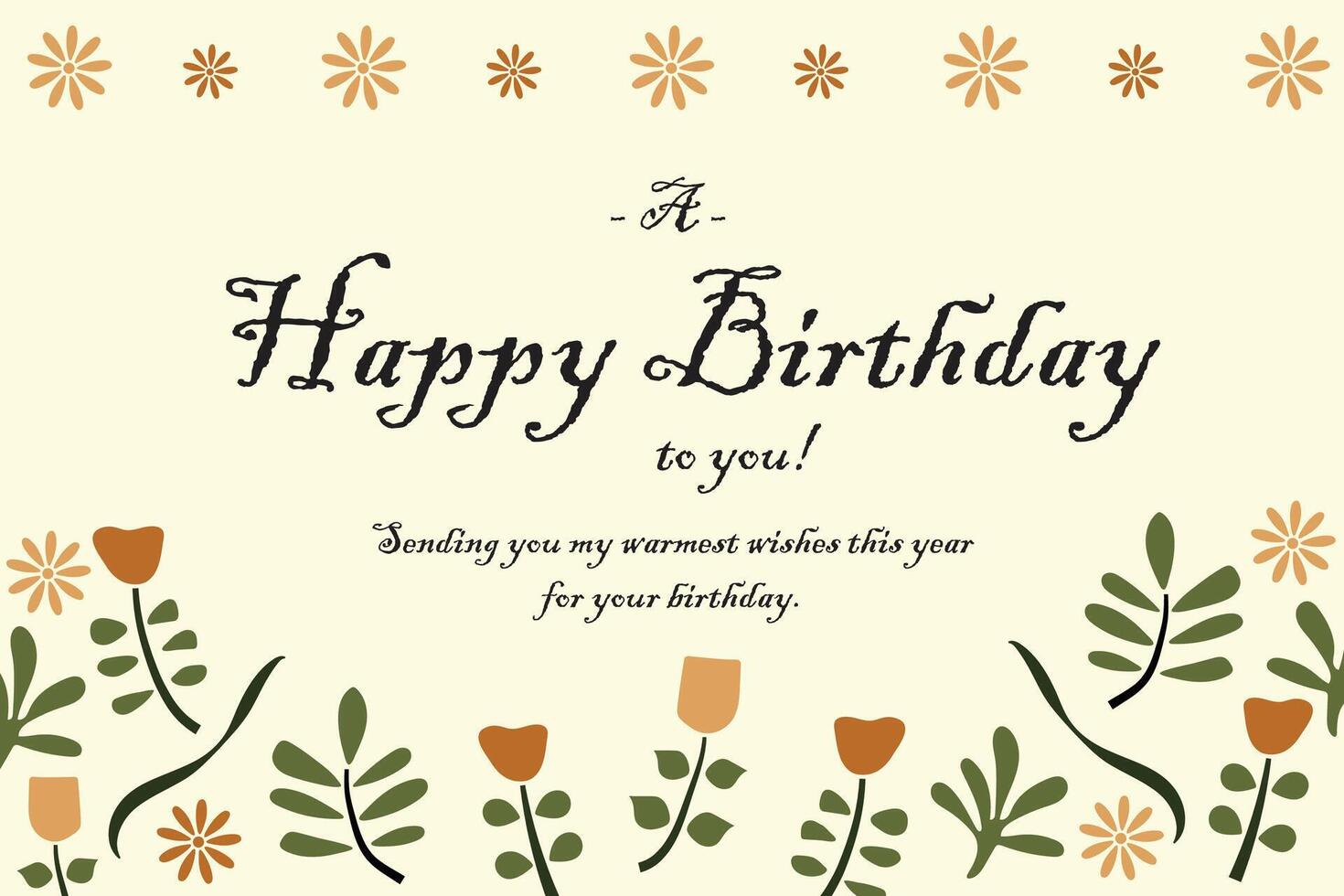 Floral happy birthday template card vector