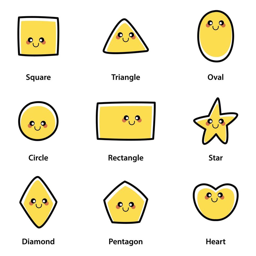 Kawaii Shapes Vector Clipart