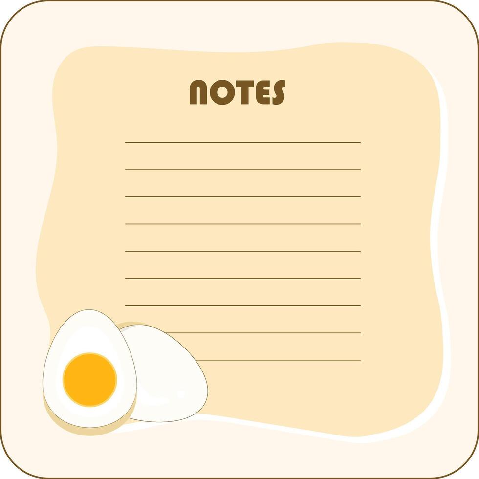 Cute note with boiled egg illustration vector