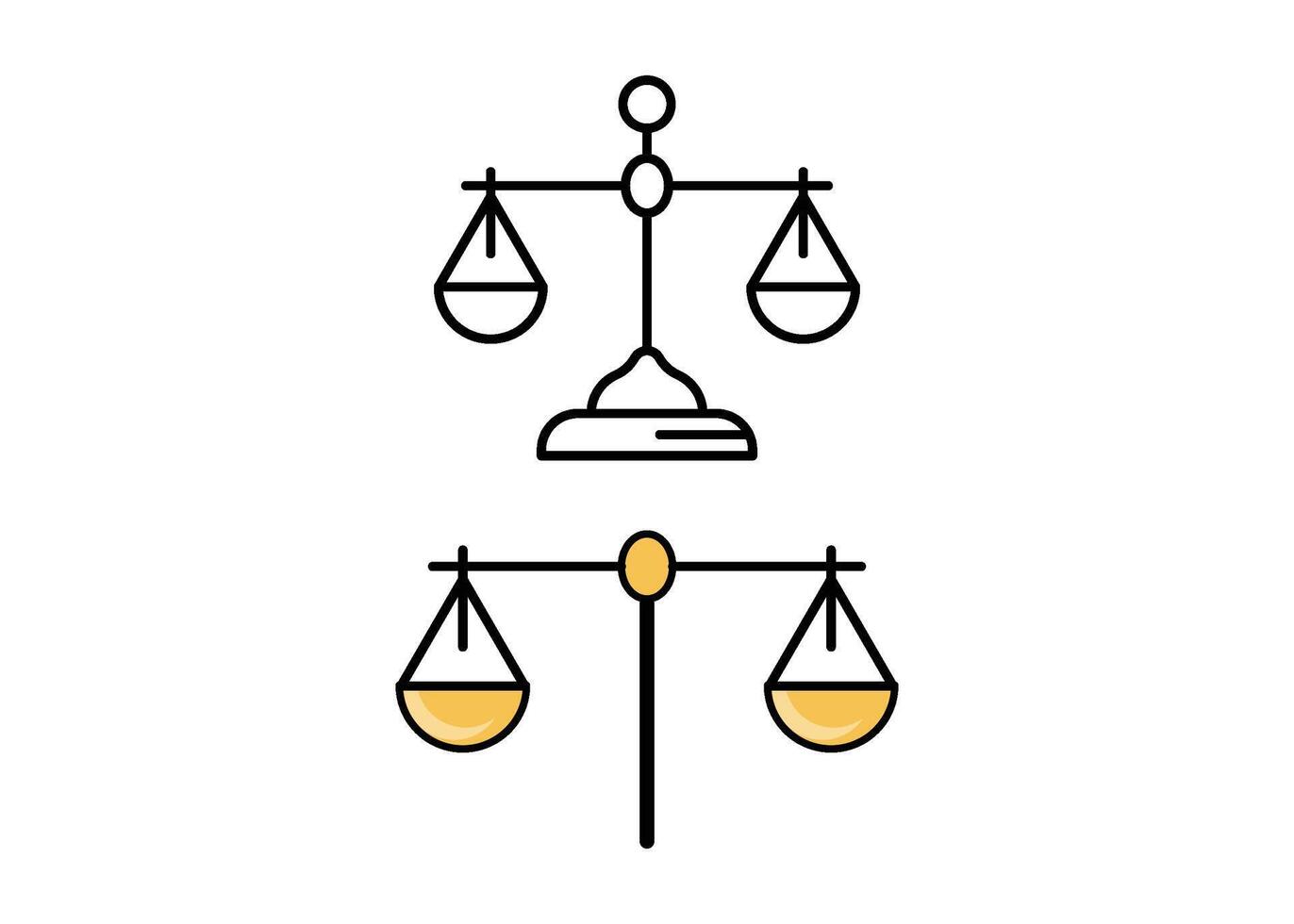 Attorney law scale icon line design template isolated vector