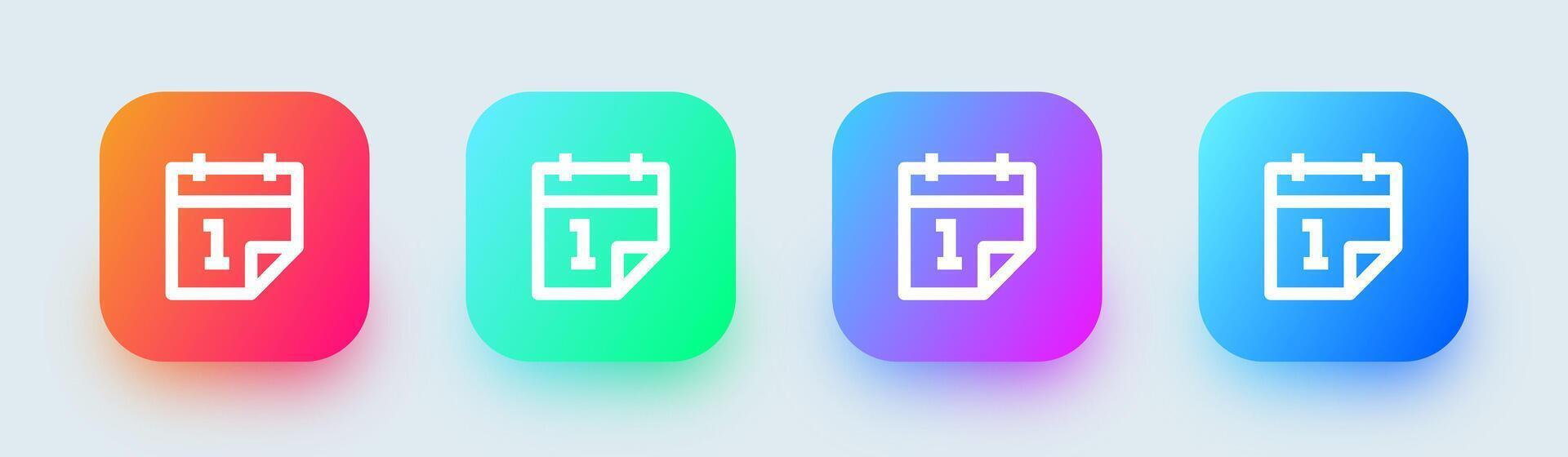 Event line icon in square gradient colors. Calender signs vector illustration.