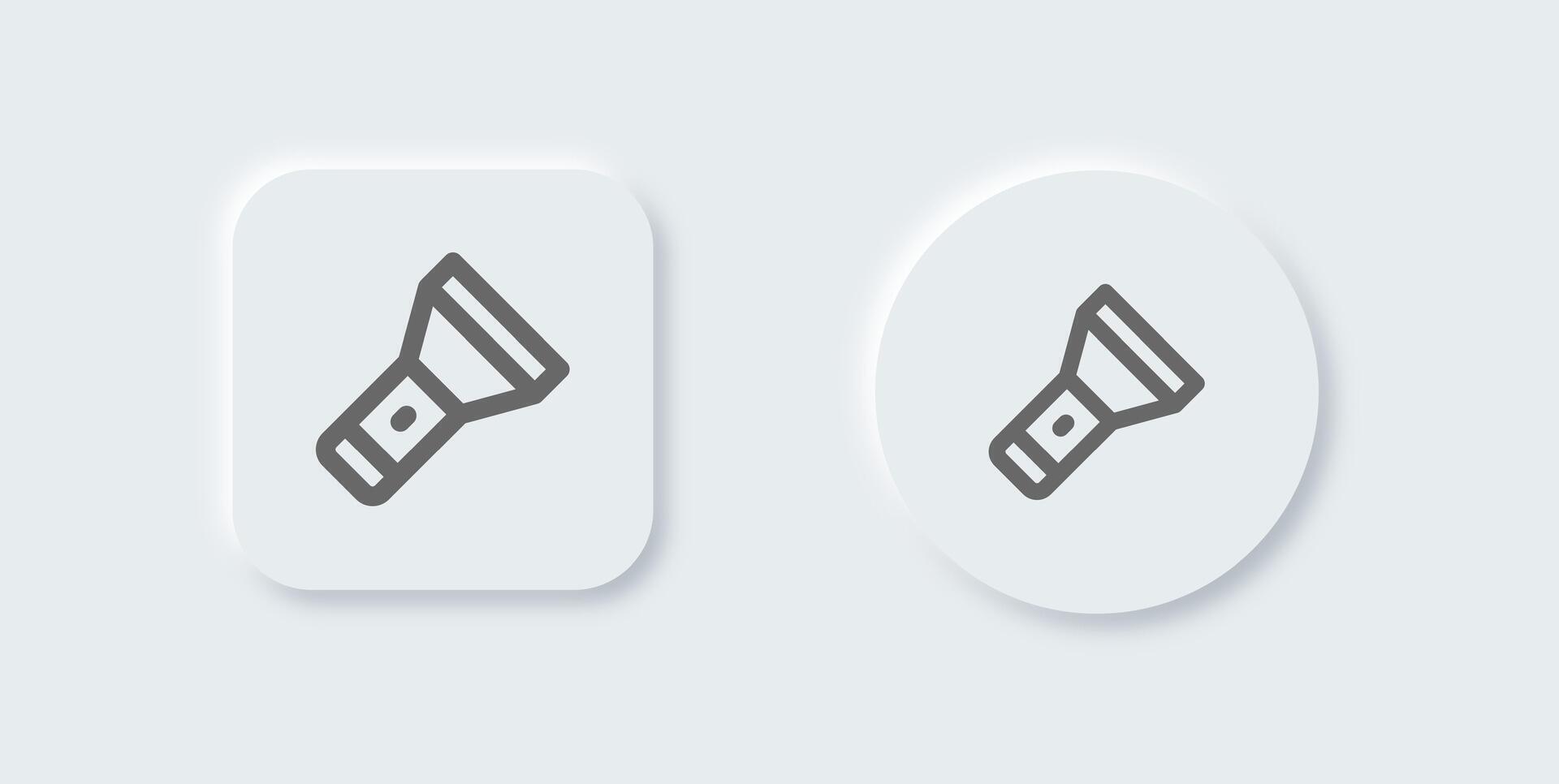 Flashlight line icon in neomorphic design style. Torch signs vector illustration.