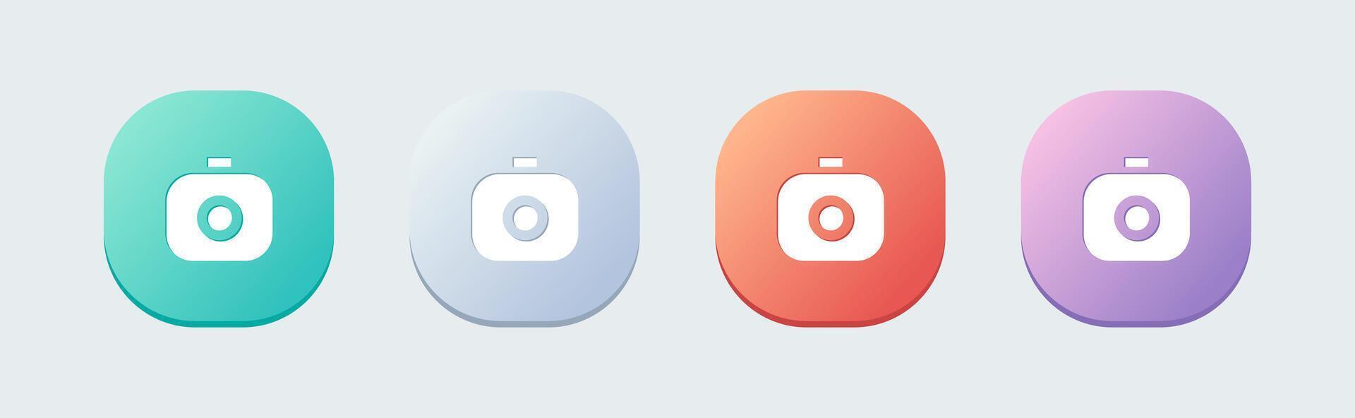 Camera solid icon in flat design style. Capture buttons signs vector illustration.