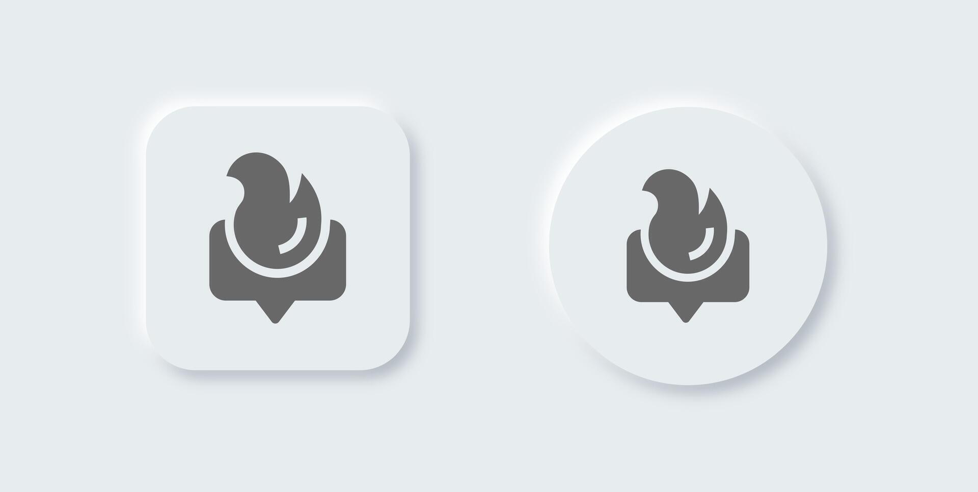 Trending solid icon in neomorphic design style. Fire signs vector illustration.